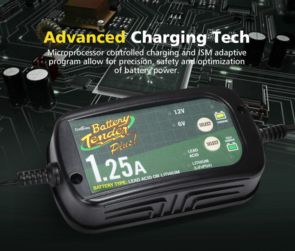 Smart Battery Charger 1.25A 6V/12V Automatic SLA AGM Car Truck Boat Motorcycle - Sunyee