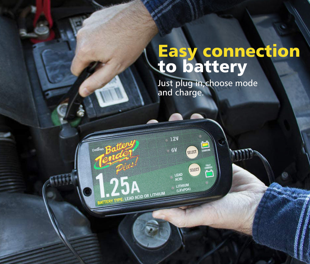 Smart Battery Charger 1.25A 6V/12V Automatic SLA AGM Car Truck Boat Motorcycle - Sunyee