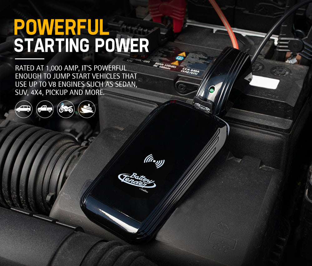 1000 Amp Jump Starter 8000mAh Power Bank W/ Qi Charger - Sunyee