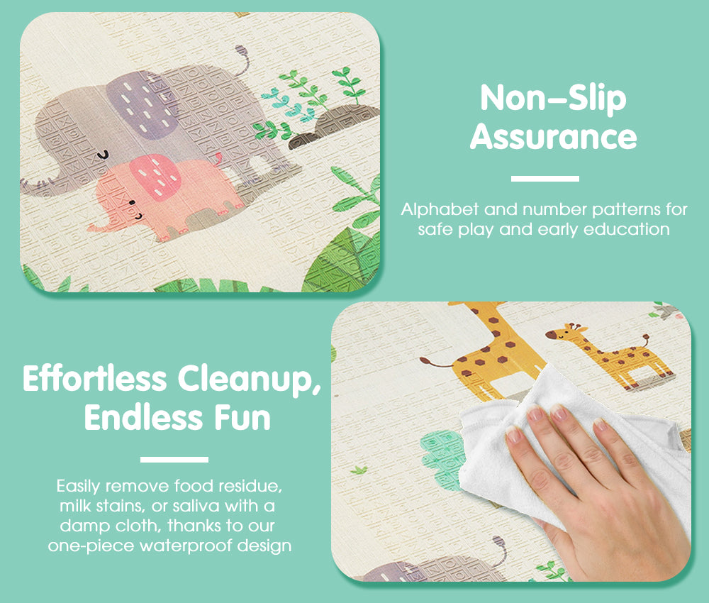 Playpals Kids Play Mat Baby Crawling Double Folding Pad XPE Foam Non-slip Carpet - Sunyee
