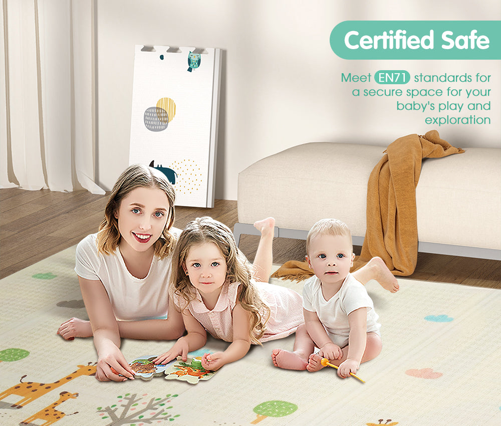 Playpals Kids Play Mat Baby Crawling Double Folding Pad XPE Foam Non-slip Carpet - Sunyee