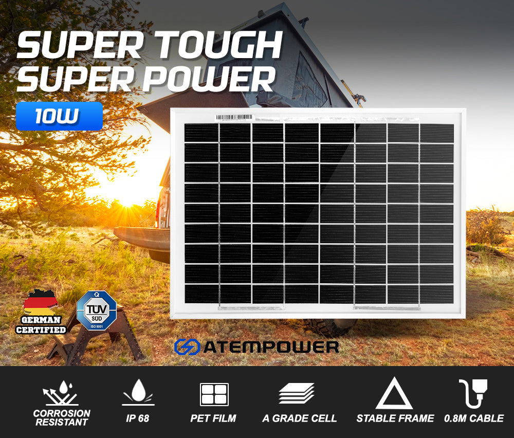 10W 12V Solar Panel Megavolt Caravan Camping Power MONO Battery Charging - Sunyee