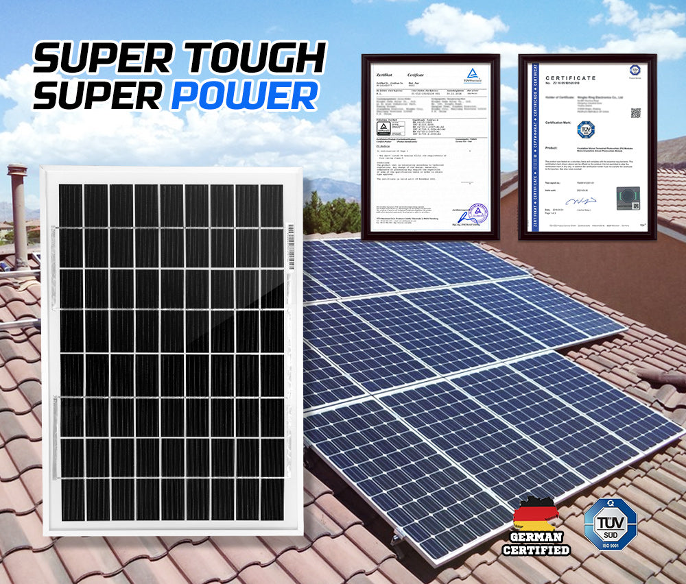 10W 12V Solar Panel Megavolt Caravan Camping Power MONO Battery Charging - Sunyee