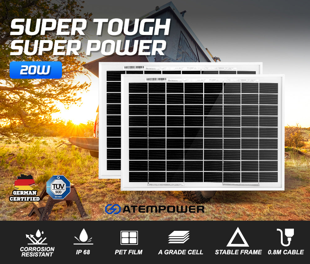 2x 12V 10W Solar Panel Kit Megavolt Caravan Camping Power MONO Battery Charging - Sunyee