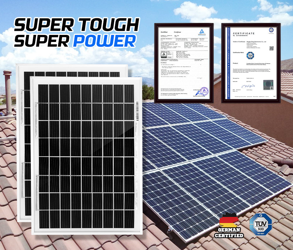 2x 12V 10W Solar Panel Kit Megavolt Caravan Camping Power MONO Battery Charging - Sunyee