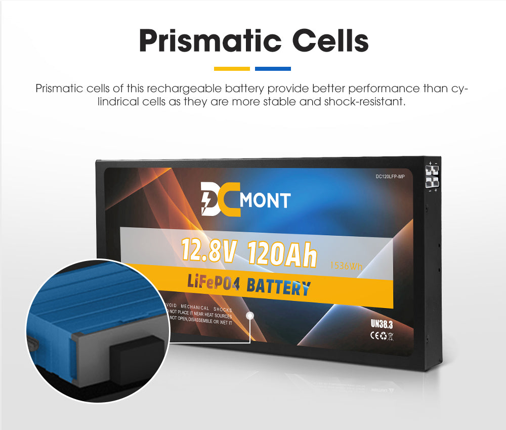 DC MONT 12V 120Ah Slimline Lithium Battery LiFePO4 Phosphate Deep Cycle Charger - Sunyee