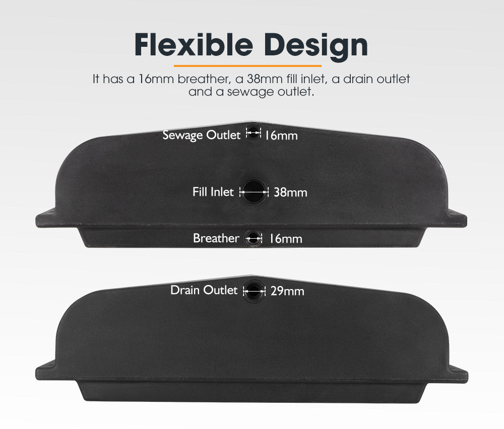 120L Poly Water Tank Camper Trailers Caravans 4X4 4WD Truck Universal Black - Sunyee