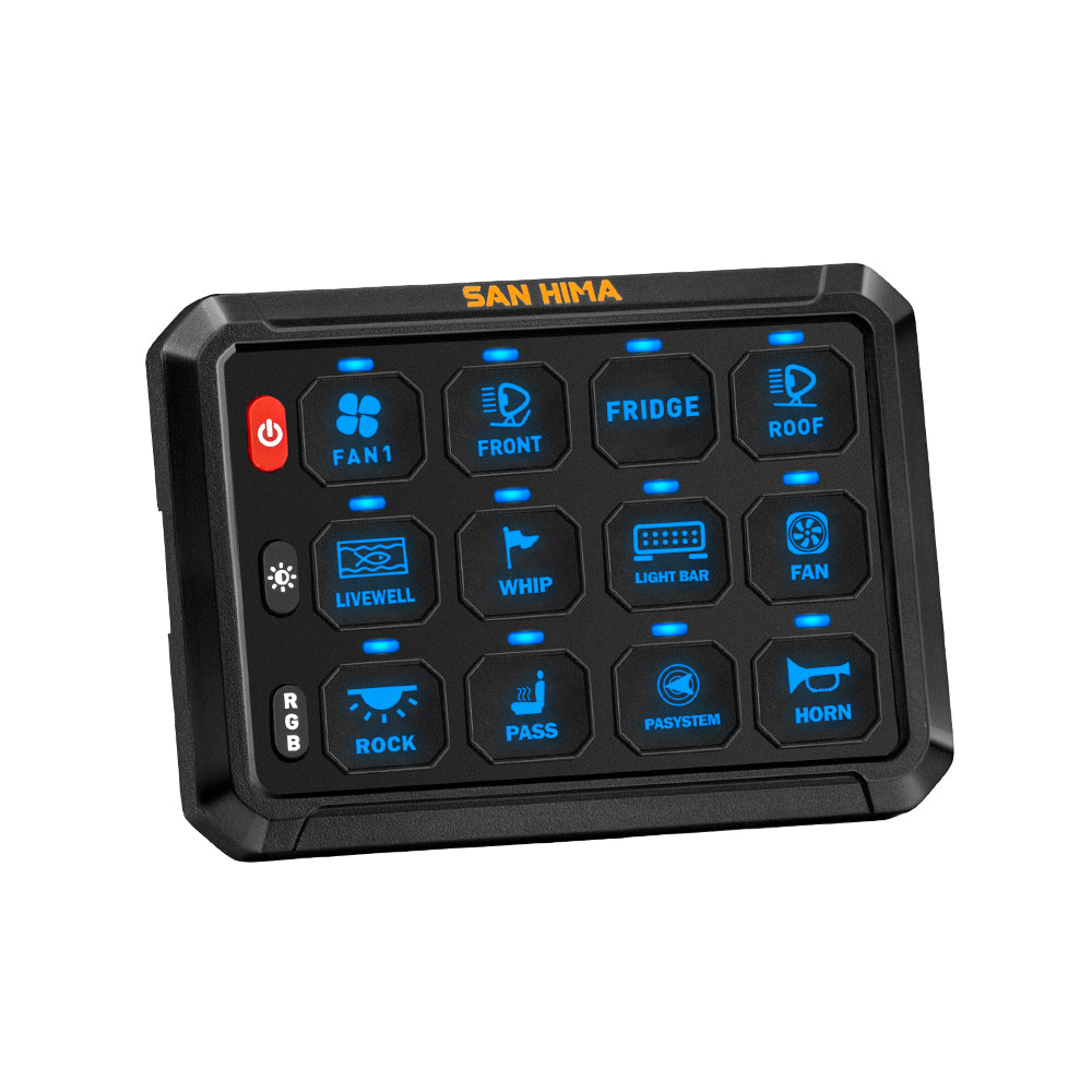 San Hima 12 Gang Bluetooth Switch Panel 12V/24V ON-OFF LED Control For Car Boat - Sunyee