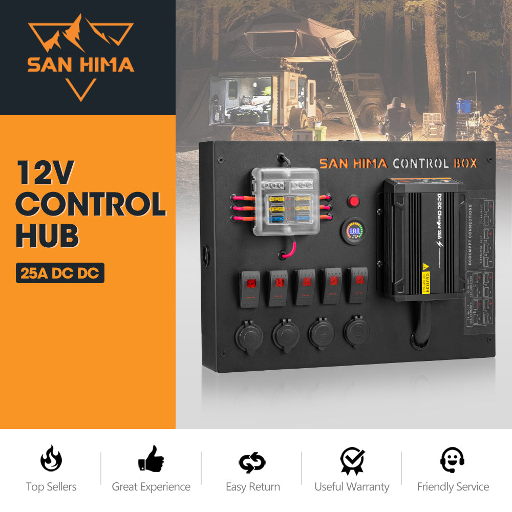 San Hima 12V Control Box 25A DCDC Charger with Fuse 4 USB port Car Boat 4WD - Sunyee