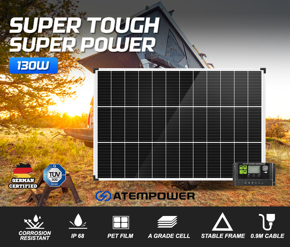 130W Solar Panel Kit Mono Generator Caravan Camping Power Battery Charging 12V - Sunyee