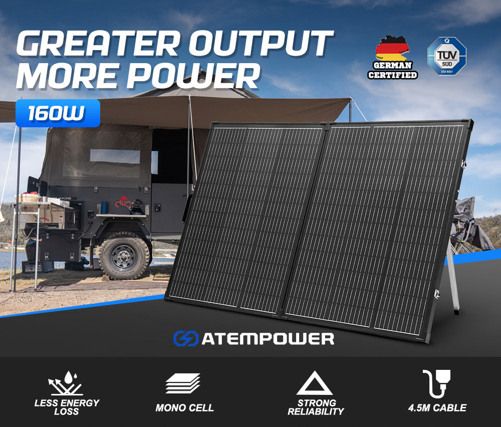 Atem Power 12V 160W Folding Solar Panel Blanket Kit Mono with Regulator - Sunyee