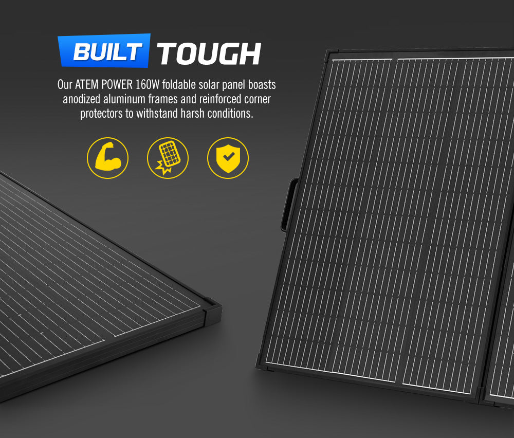 Atem Power 12V 160W Folding Solar Panel Blanket Kit Mono with Regulator - Sunyee