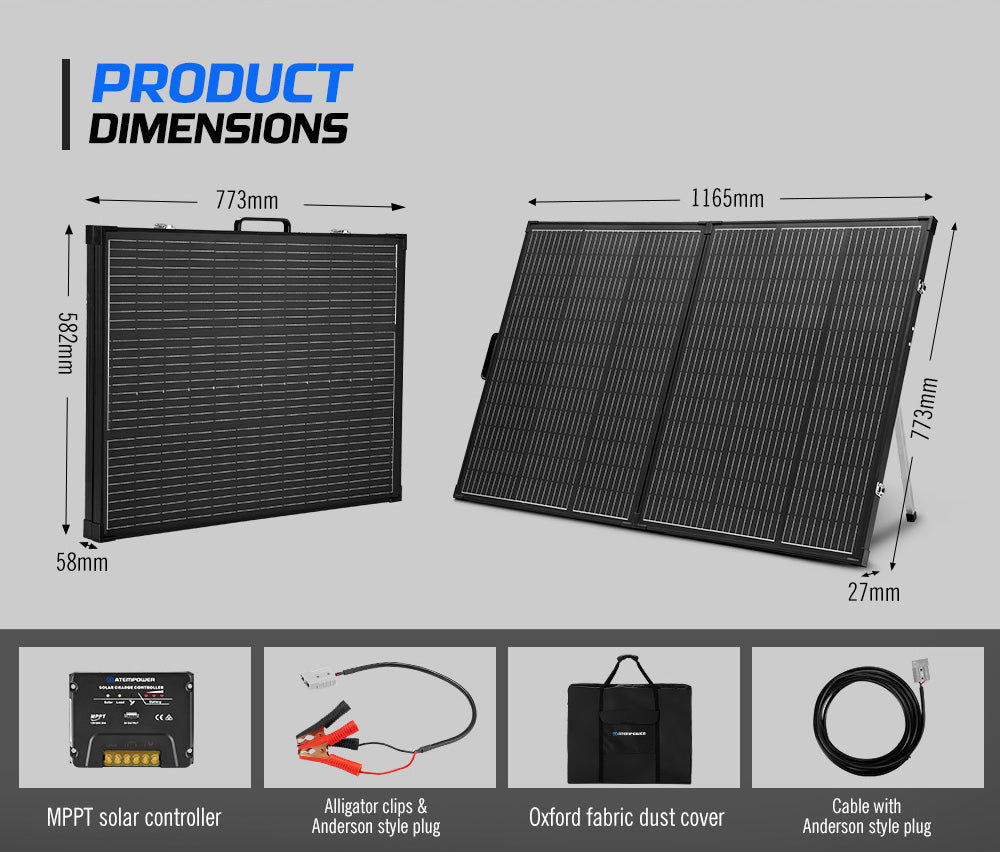 Atem Power 12V 160W Folding Solar Panel Blanket Kit Mono with Regulator - Sunyee