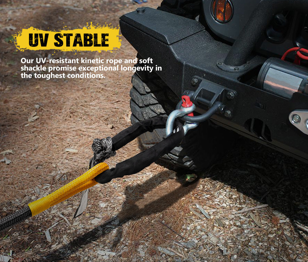 Bunker Indust Kinetic Recovery Rope 8,482kg 6m Snatch Strap Soft Shackle - Sunyee