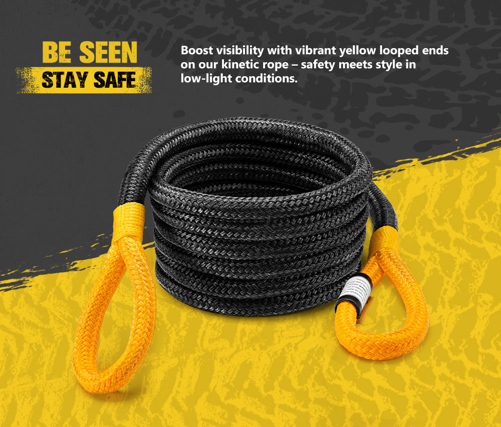 Bunker Indust Kinetic Recovery Rope 8,482kg 6m Snatch Strap Soft Shackle - Sunyee