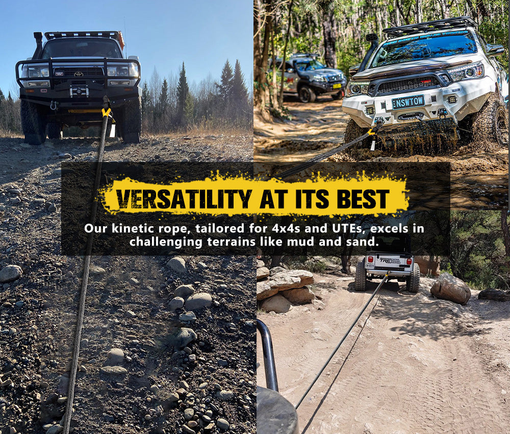 Bunker Indust Kinetic Recovery Rope 8,482kg 6m Snatch Strap Soft Shackle - Sunyee