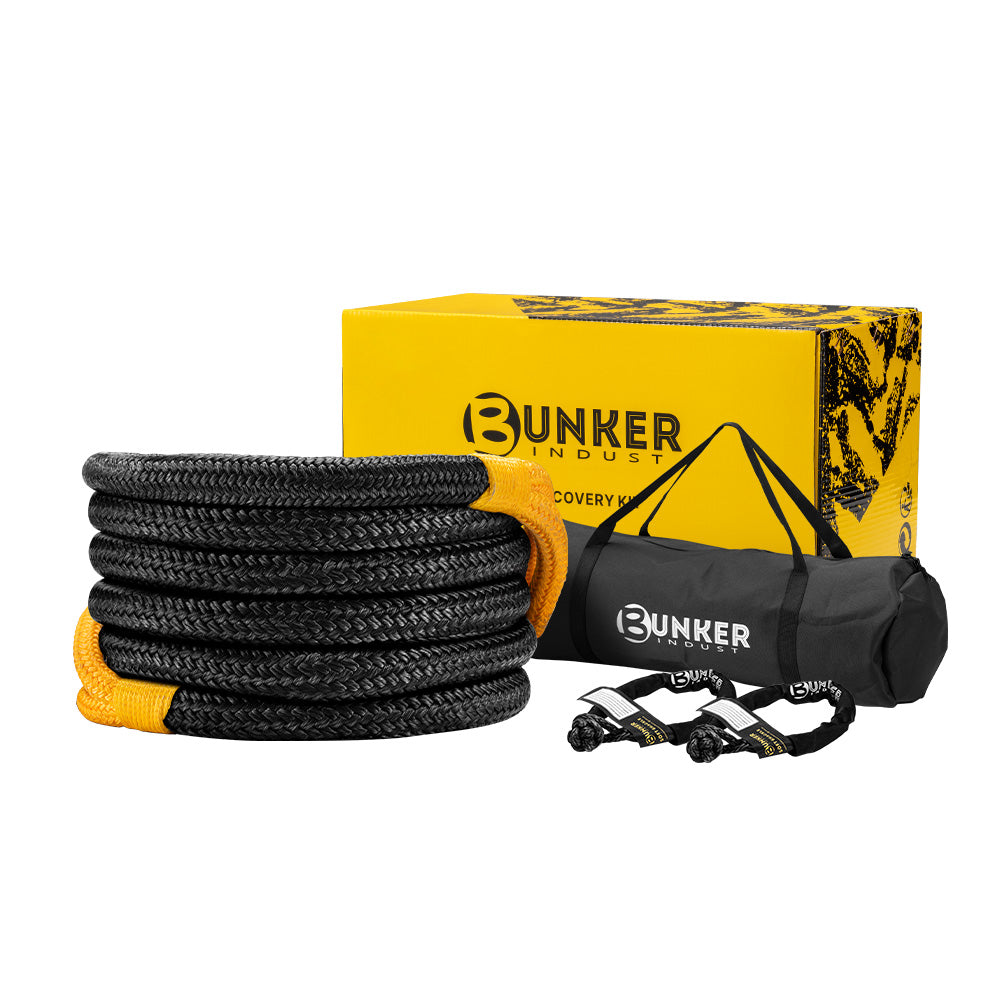 Bunker Indust Kinetic Recovery Rope 8,482kg 6m Snatch Strap Soft Shackle - Sunyee