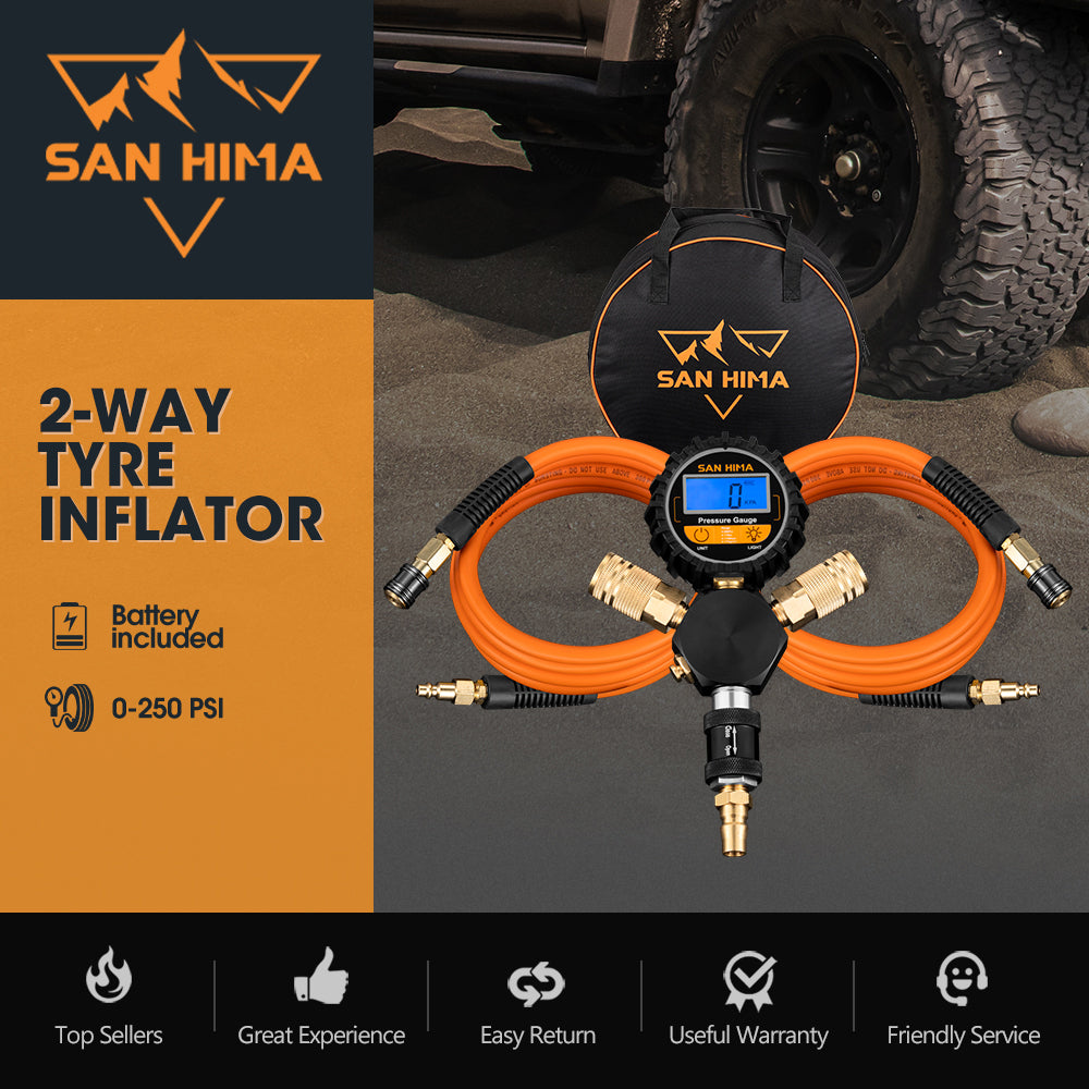 San Hima 2-Way Digital Tyre Inflator 250 PSI Car Air Compressor Tire Gauge Hose - Sunyee