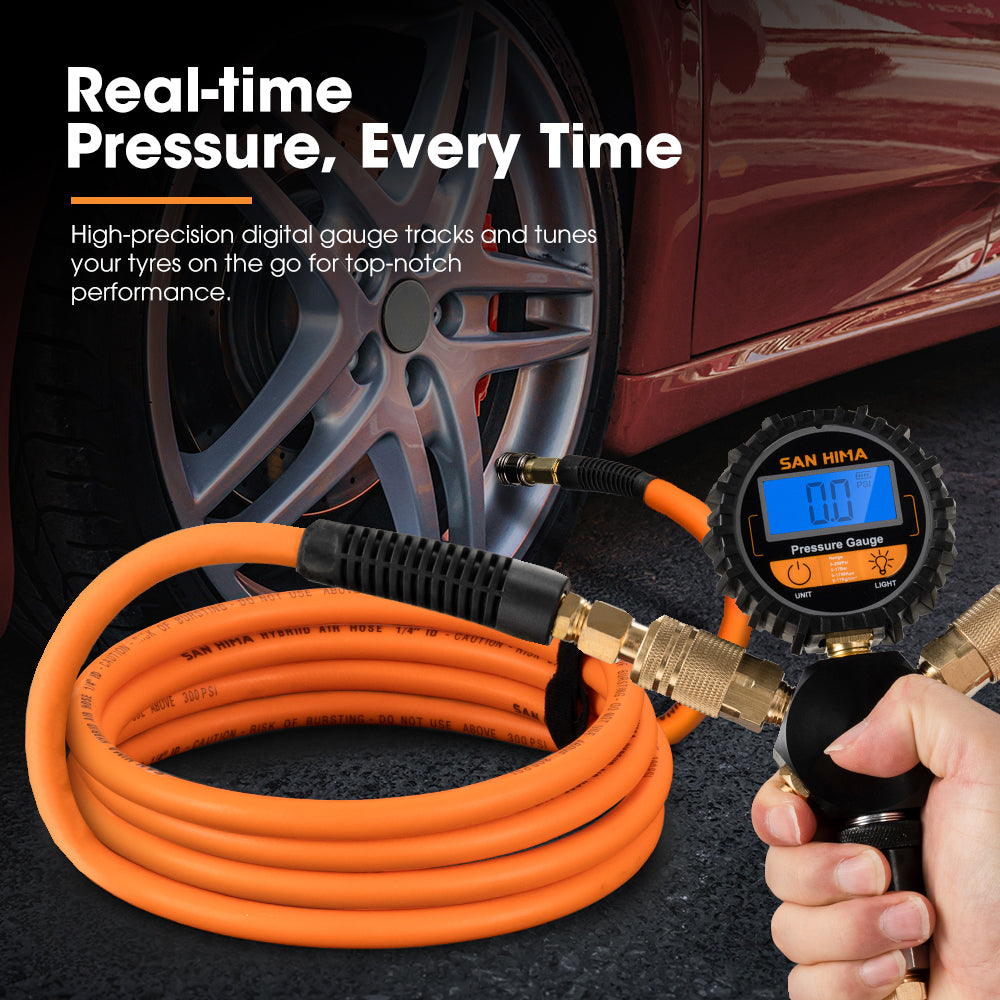 San Hima 2-Way Digital Tyre Inflator 250 PSI Car Air Compressor Tire Gauge Hose - Sunyee