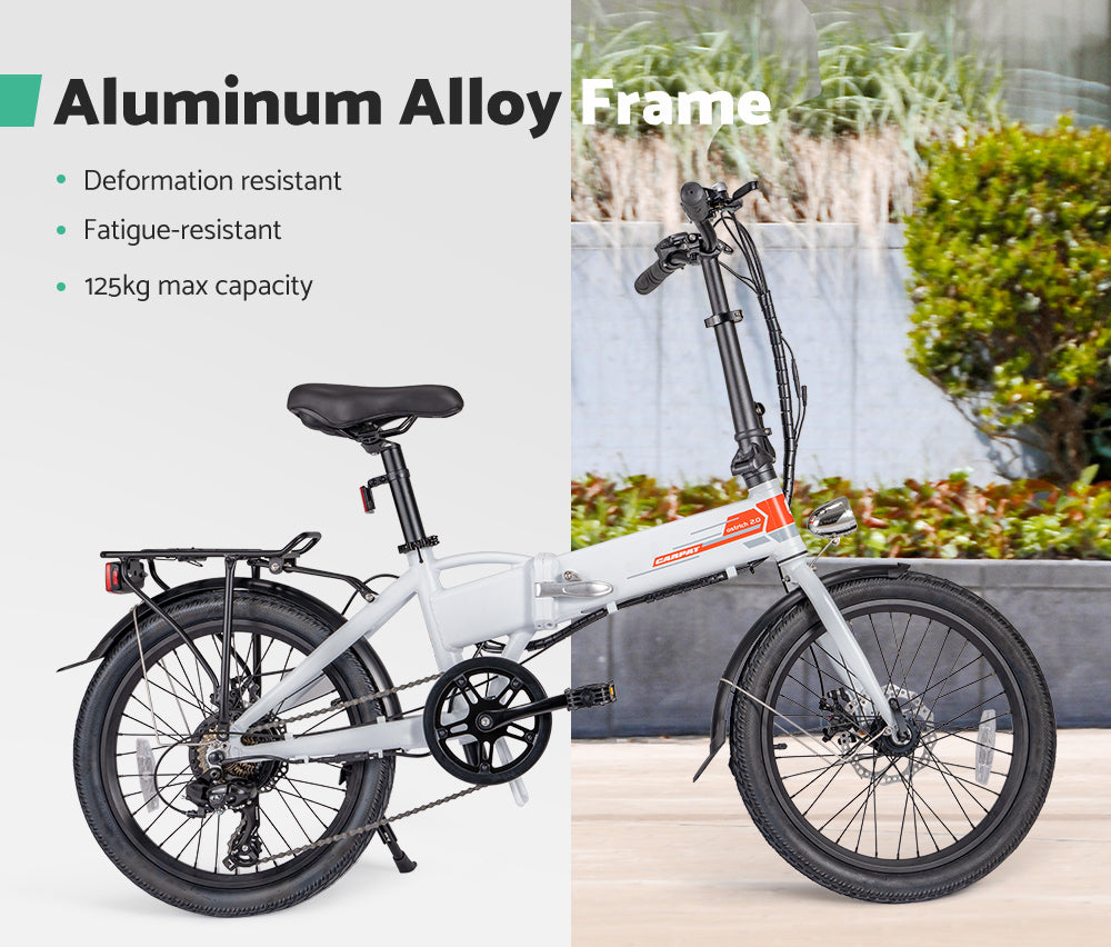 Carpat 20 inch Folding Electric Bike Bicycle White - Sunyee