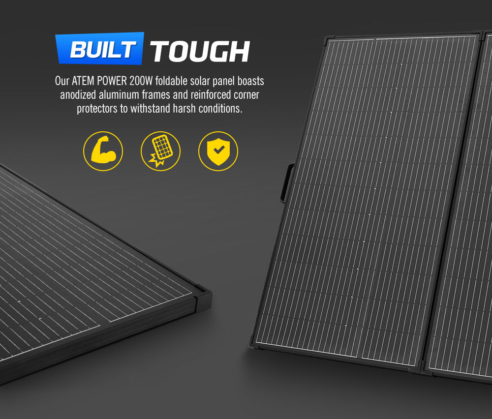 Atem Power 200W 12V Folding Solar Panel Kit Mono Caravan Camping Power Charge - Sunyee