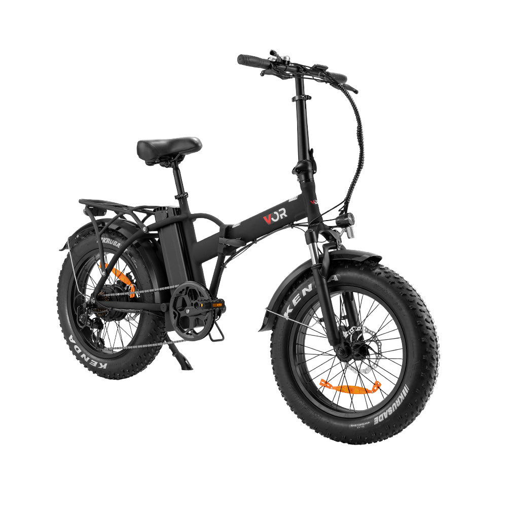 VOR 20 inch Folding Electric Bike 250W Brushless Shimano 7 Speed 4 inch Fat Tires Black - Sunyee