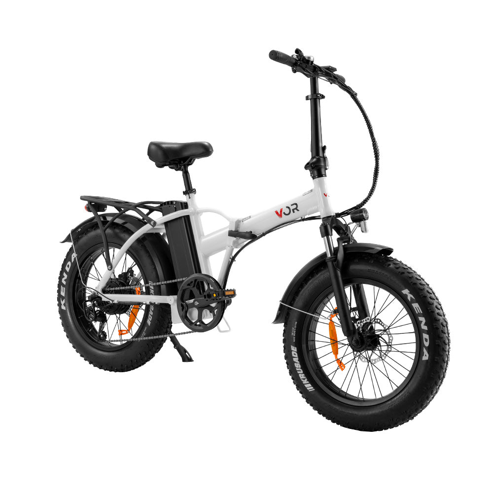 VOR 20 inch Folding Electric Bike 250W Brushless Shimano 7 Speed 4 inch Fat Tires White - Sunyee