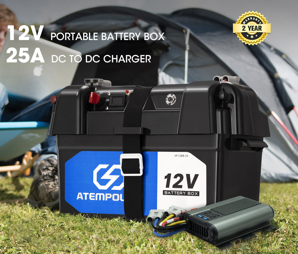 Atem Power 12V 25A DC to DC Battery Charger MPPT Dual Battery System with Battery Box - Sunyee