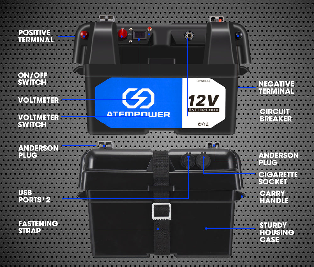 Atem Power 12V 25A DC to DC Battery Charger MPPT Dual Battery System with Battery Box - Sunyee