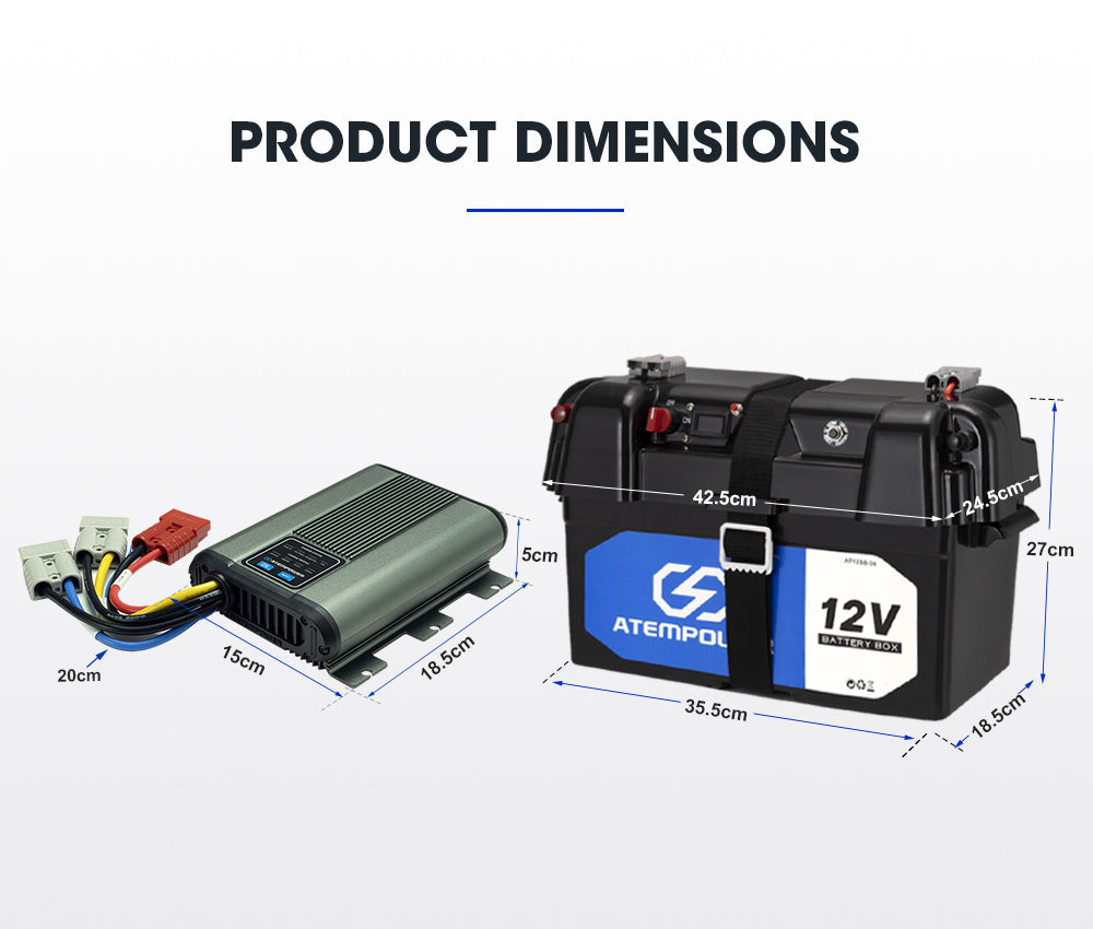 Atem Power 12V 25A DC to DC Battery Charger MPPT Dual Battery System with Battery Box - Sunyee
