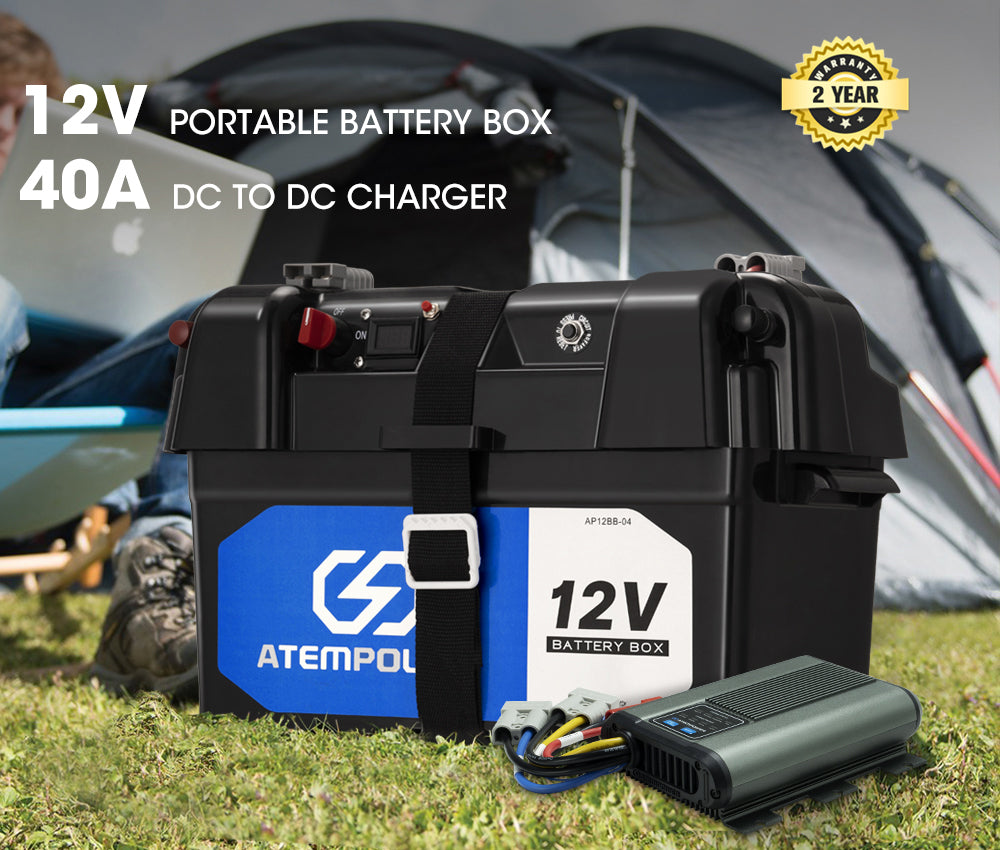 Atem Power 12V 40A DC to DC Battery Charger MPPT Dual Battery System with Battery Box - Sunyee