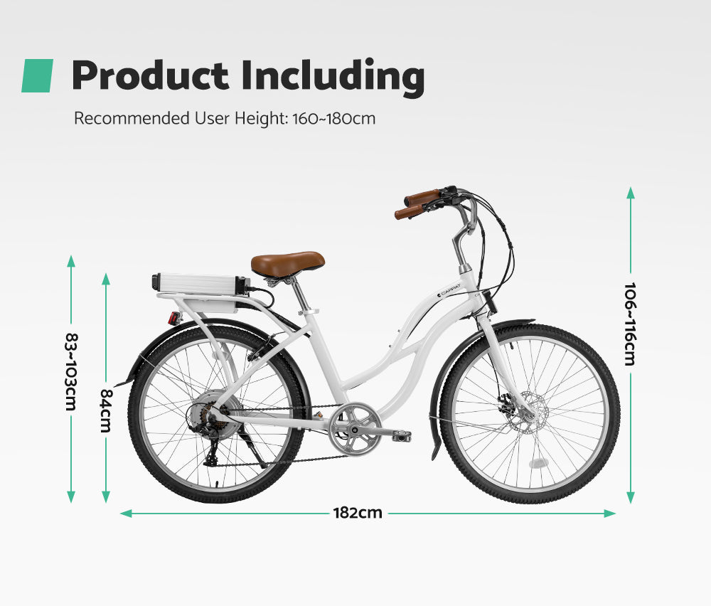 Carpat 26 inch Beach Cruiser Electric Bike White - Sunyee