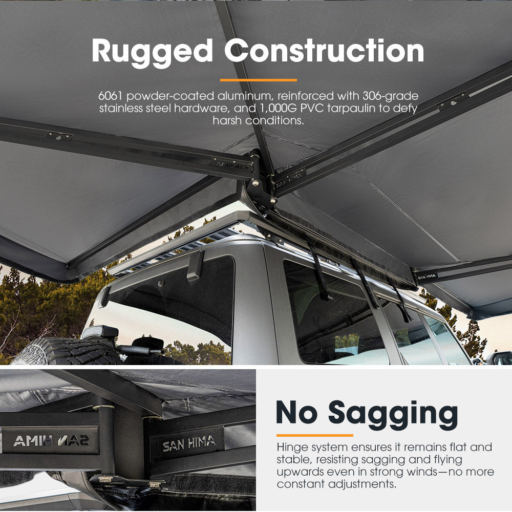 San Hima 270 Degree Free-Standing Awning-Driver Side 600D Oxford UPF50+ 4X4 - Sunyee