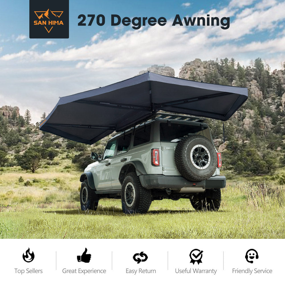 San Hima 270 Degree Free-Standing Awning-Passenger Side 600D Oxford UPF50+ 4X4 - Sunyee