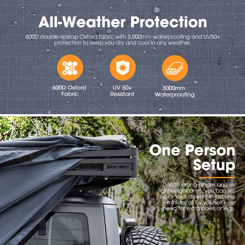 San Hima 270 Degree Free-Standing Awning-Passenger Side 600D Oxford UPF50+ 4X4 - Sunyee