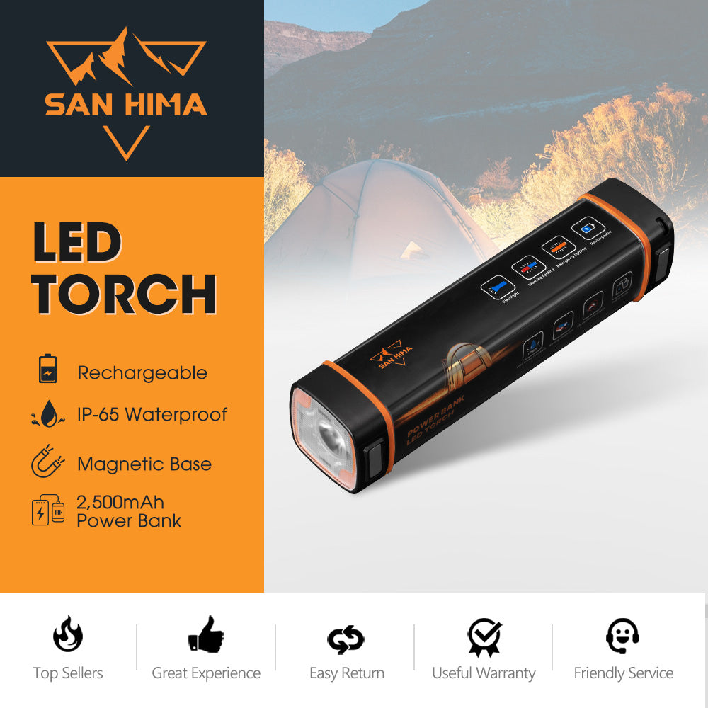 San Hima LED Torch Light Power Bank Flashlight Lithium USB Rechargeable - Sunyee