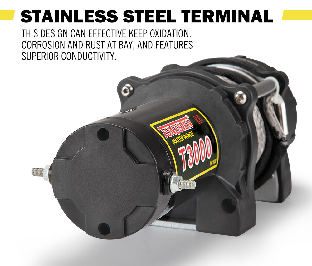 12V Electric Winch Wireless 3000LBS / 1361KG Synthetic Rope 12V ATV UTV 4WD Boat - Sunyee