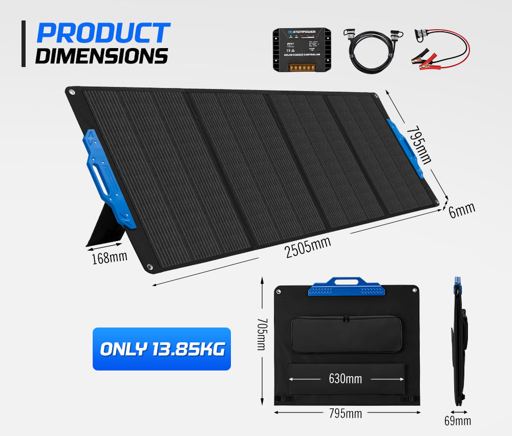 Atem Power 12V 300W Flexible Folding Solar Panel Kit Solar Mat Blanket Camping