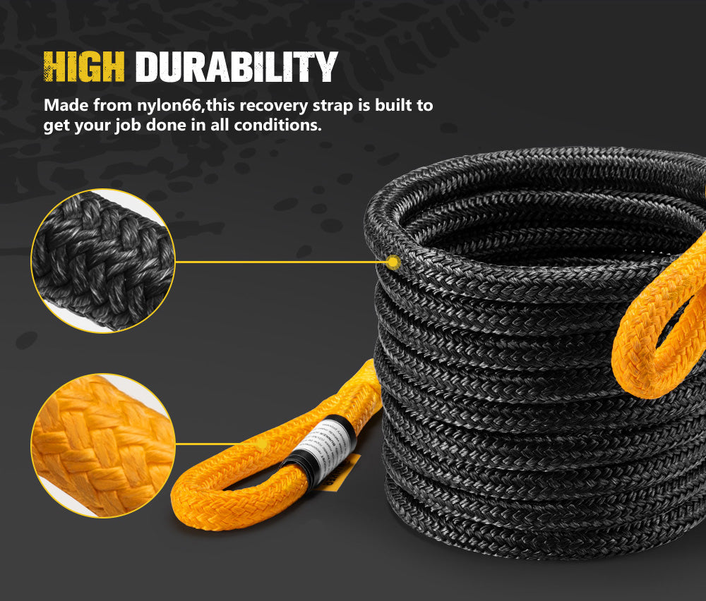 Bunker Indust Kinetic Recovery Rope 9M 15,422kg Snatch Strap Soft Shackle - Sunyee