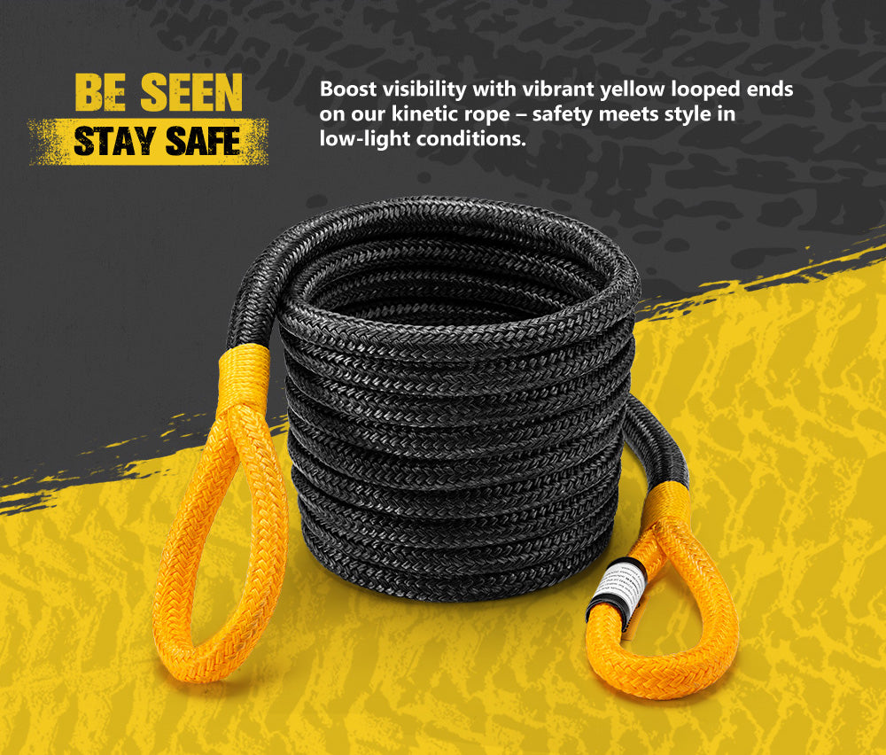 Bunker Indust Kinetic Recovery Rope 9M 15,422kg Snatch Strap Soft Shackle - Sunyee