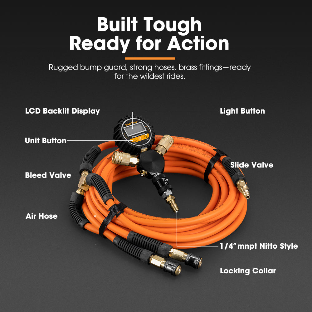 San Hima 4-Way Digital Tyre Inflator 250 PSI Car Air Compressor Tire Gauge Hose - Sunyee