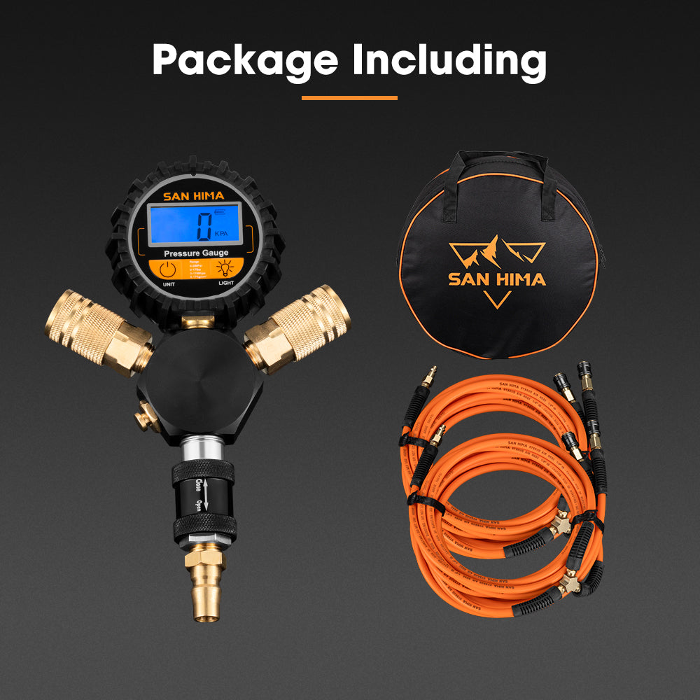 San Hima 4-Way Digital Tyre Inflator 250 PSI Car Air Compressor Tire Gauge Hose - Sunyee