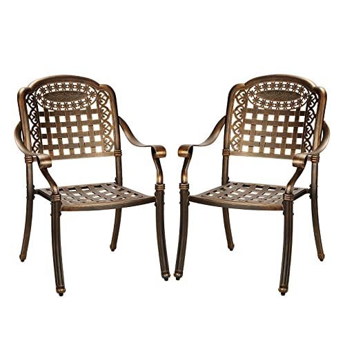Livsip Outdoor Furniture Dining Chairs Cast Aluminium Garden Patio Chairs x2 - Sunyee