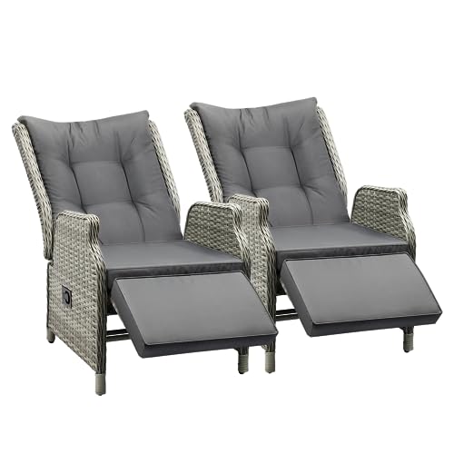 Livisp Recliner Chairs Sun lounge Outdoor Furniture Patio Wicker Sofa Set of 2 - Sunyee