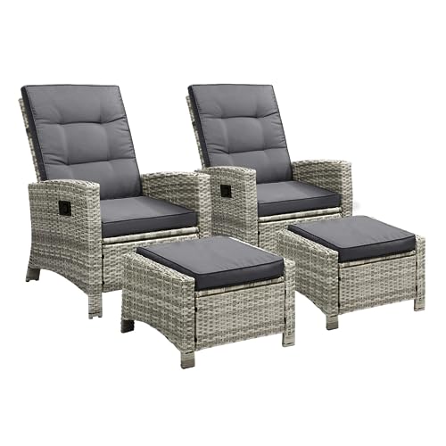 Livsip Recliner Chairs Outdoor Sun Lounger Setting Wicker Sofa Patio Furniture - Sunyee