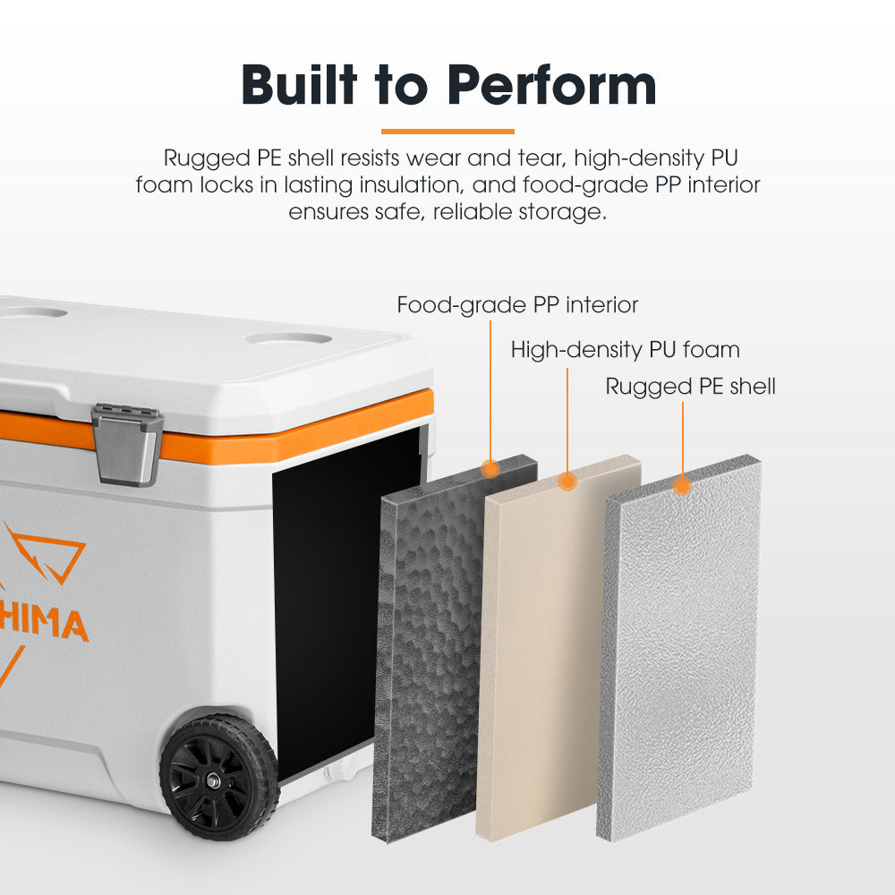 San Hima 45L Cooler Ice Box Portable Trolley For Camping Picnic Heat Retention - Sunyee