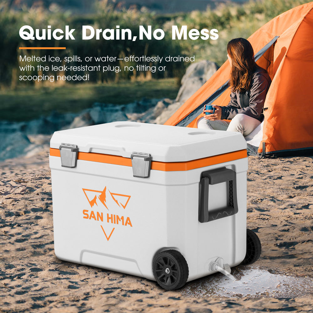 San Hima 45L Cooler Ice Box Portable Trolley For Camping Picnic Heat Retention - Sunyee