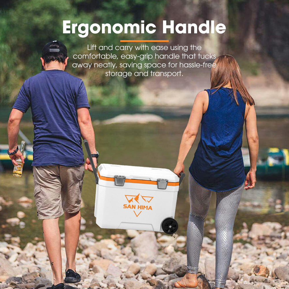 San Hima 45L Cooler Ice Box Portable Trolley For Camping Picnic Heat Retention - Sunyee