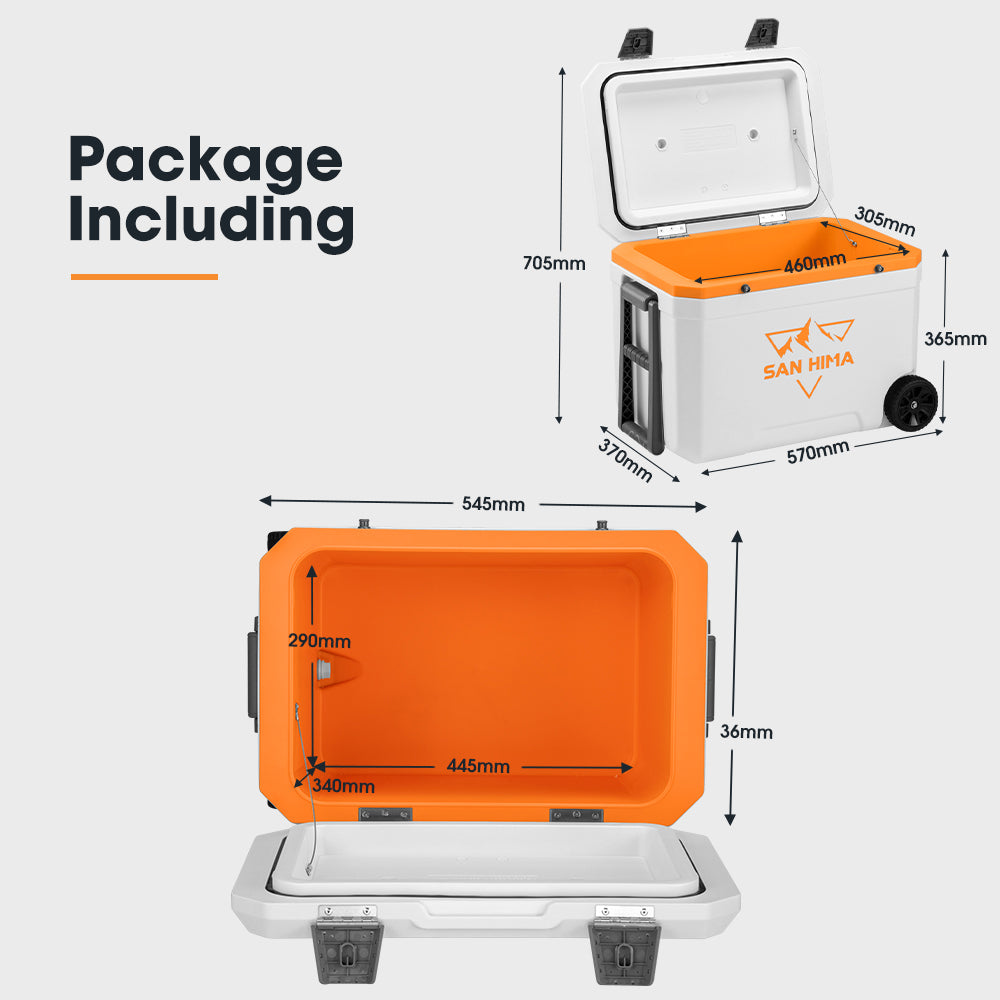 San Hima 45L Cooler Ice Box Portable Trolley For Camping Picnic Heat Retention - Sunyee