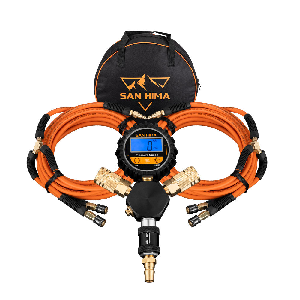 San Hima 4-Way Digital Tyre Inflator 250 PSI Car Air Compressor Tire Gauge Hose - Sunyee